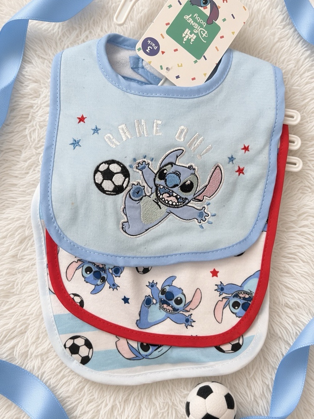 NEW Disney Stitch Baby Bibs 3-Pack – Soccer